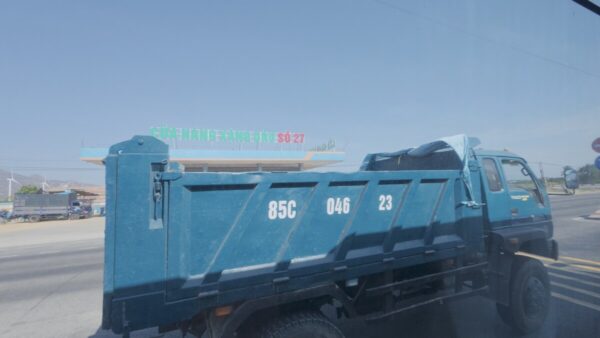 Truck passing petrol station
