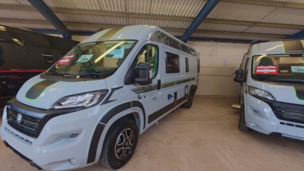 Rows of campervans parked at Bath & West Showground during the Southwest Motorhome Show