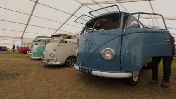 Show & Shine lineup of VW Transporters at Busfest 2025