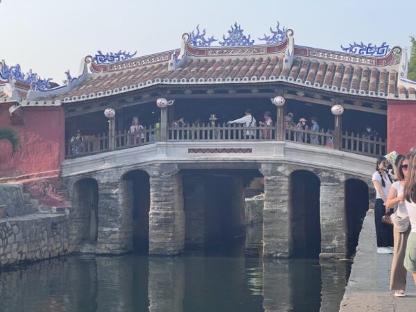 Japanese Covered Bridge in Hoi An old town with tourists