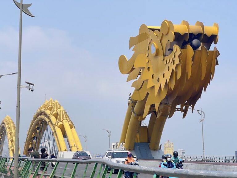 Close-up of Dragon Bridge head Da Nang