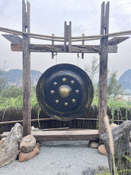 Traditional gong at Marble Mountains Vietnam temple site